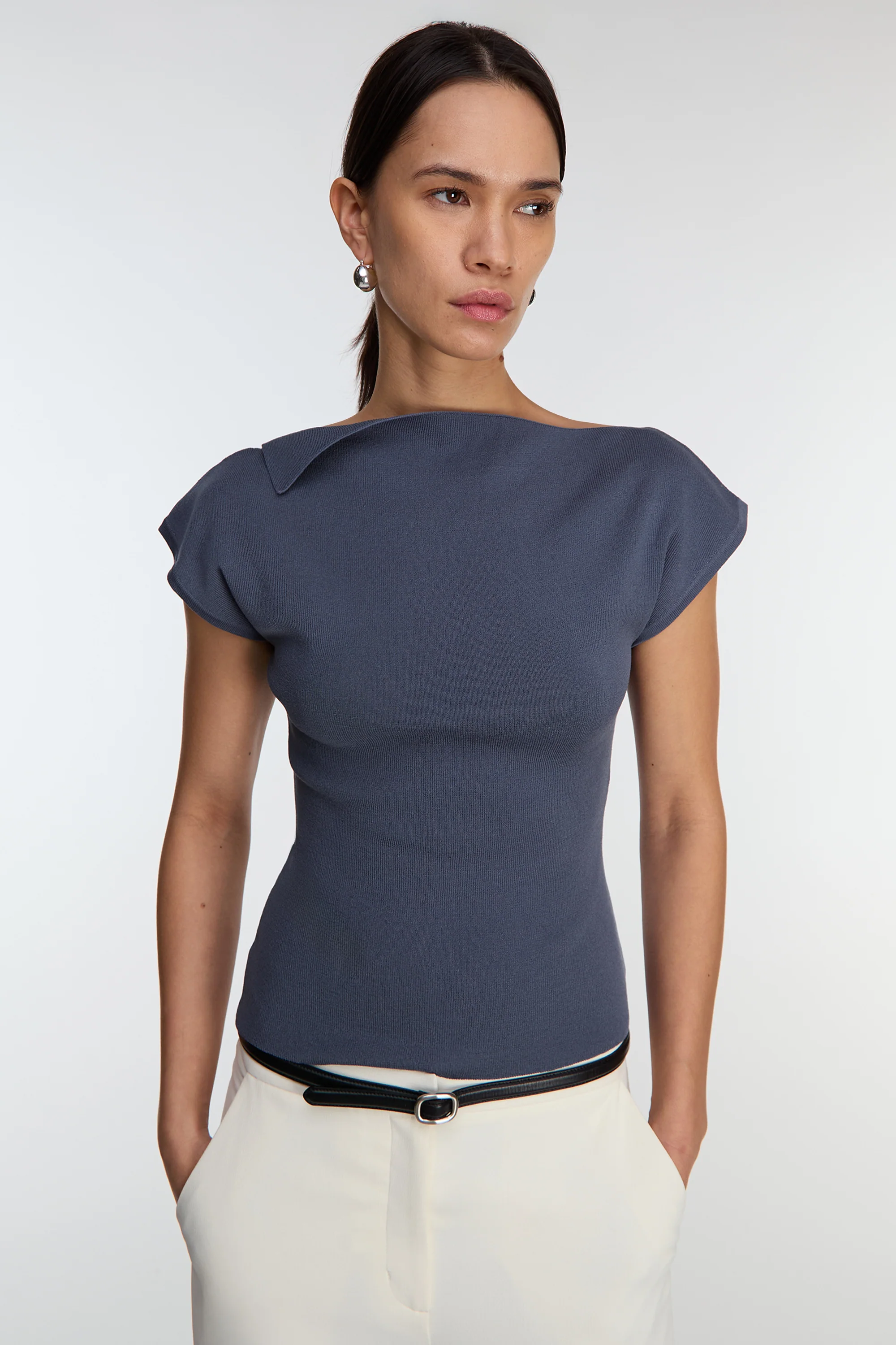 ASYMMETRICAL OFF THE SHOULDER CAP SLEEVE SWEATER - Image 13