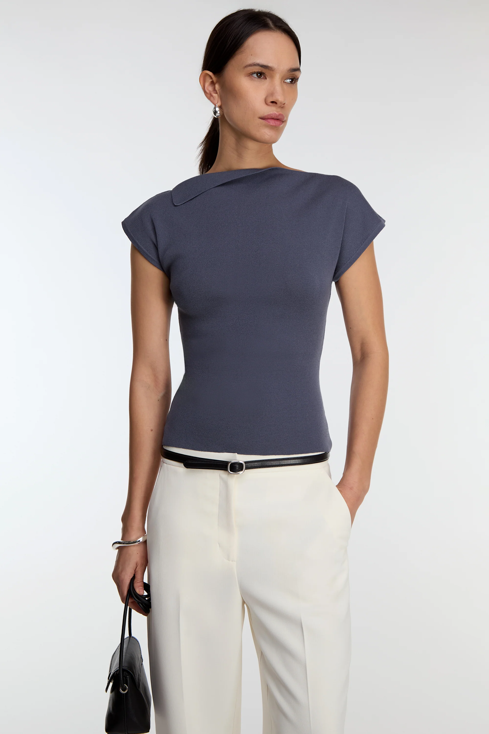 ASYMMETRICAL OFF THE SHOULDER CAP SLEEVE SWEATER - Image 15