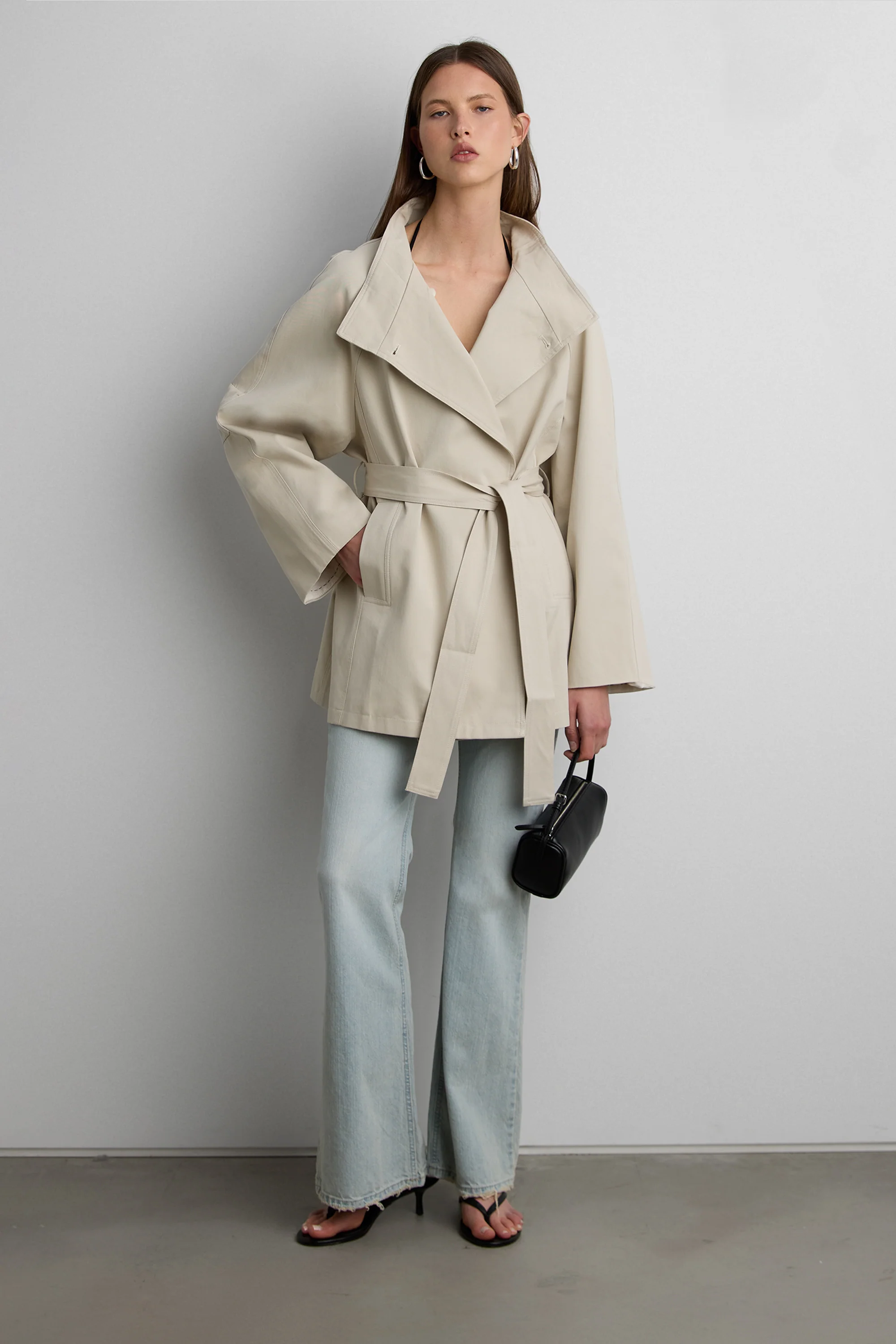 BELTED FUNNEL NECK JACKET - Image 12