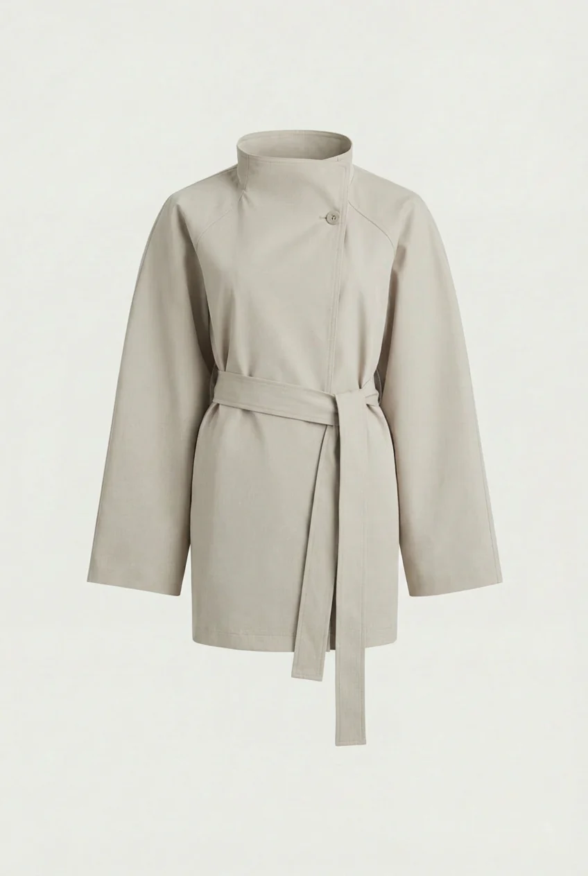 BELTED FUNNEL NECK JACKET - Image 14