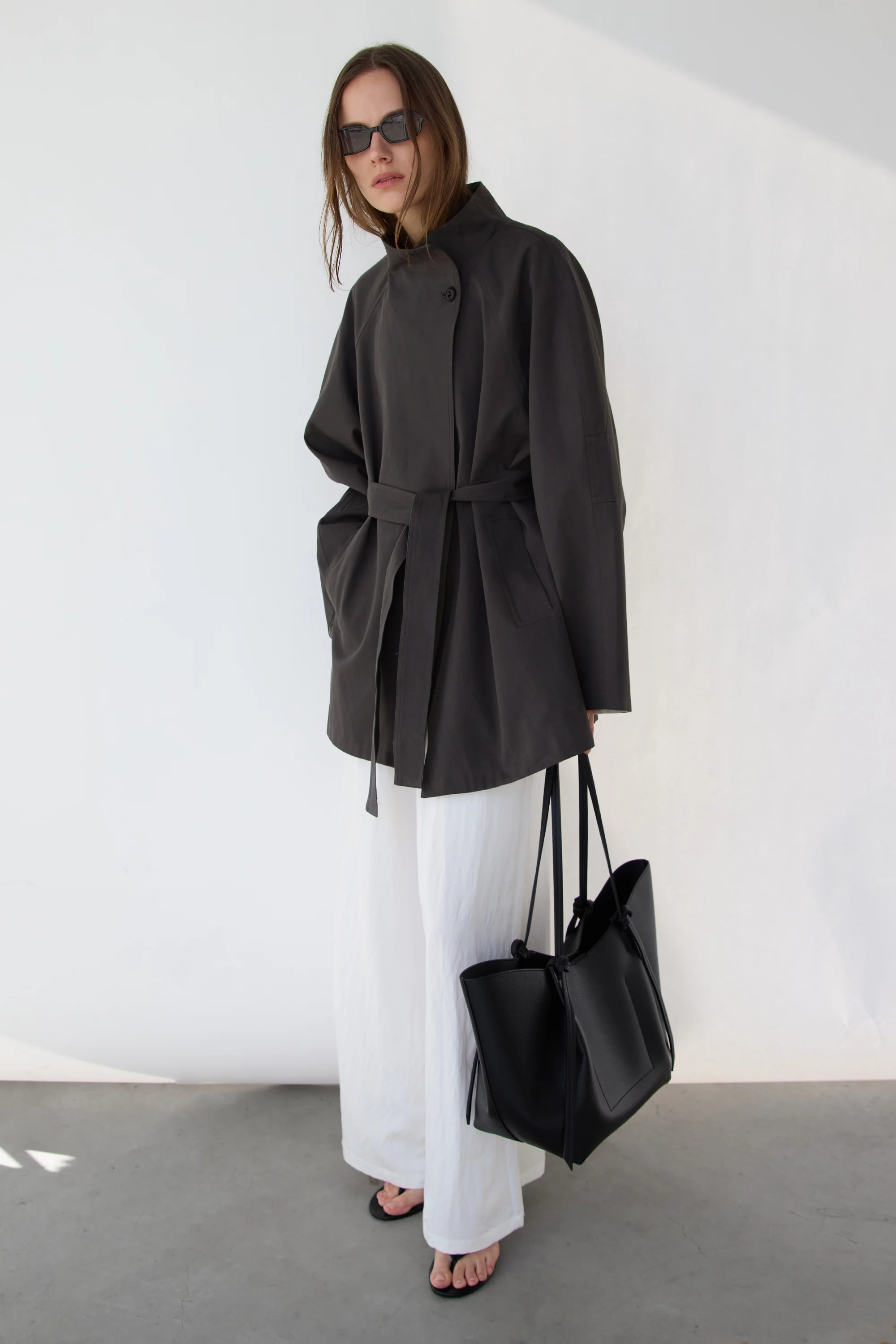 BELTED FUNNEL NECK JACKET - Image 3