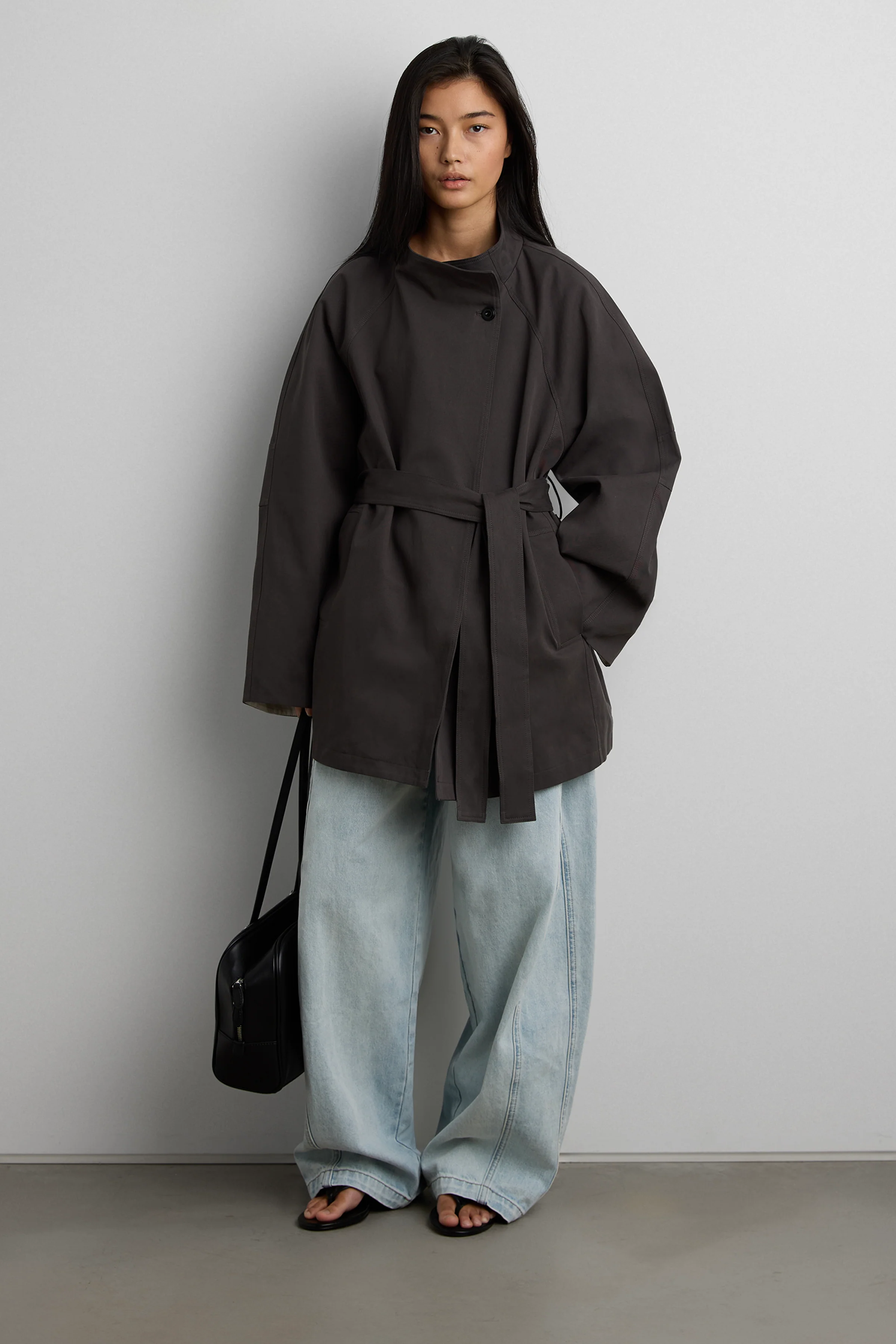 BELTED FUNNEL NECK JACKET - Image 5