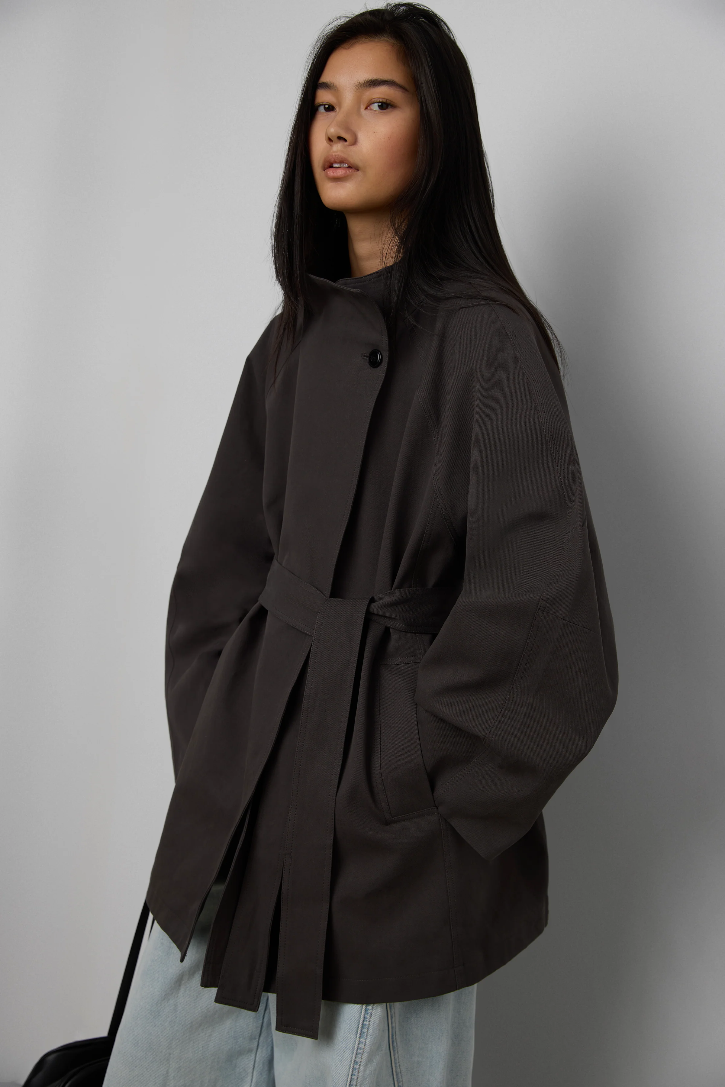 BELTED FUNNEL NECK JACKET - Image 7