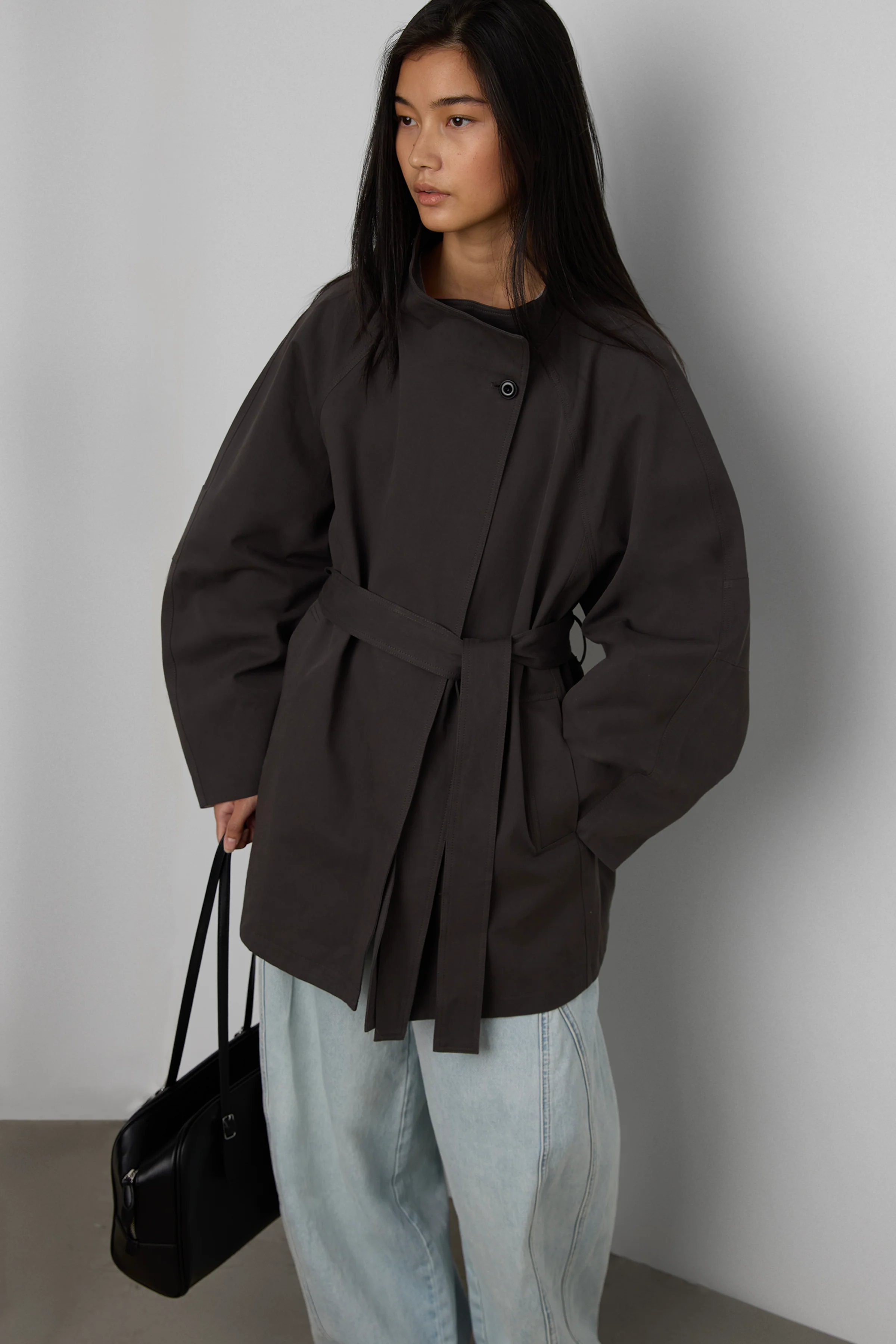 BELTED FUNNEL NECK JACKET - Image 8