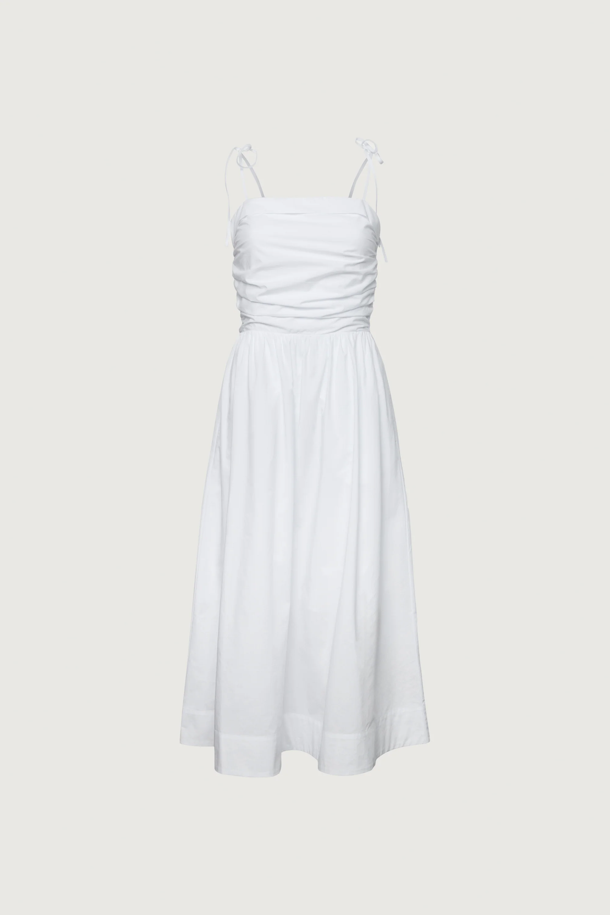 COTTON POPLIN SQUARE NECK MIDI DRESS - Image 13