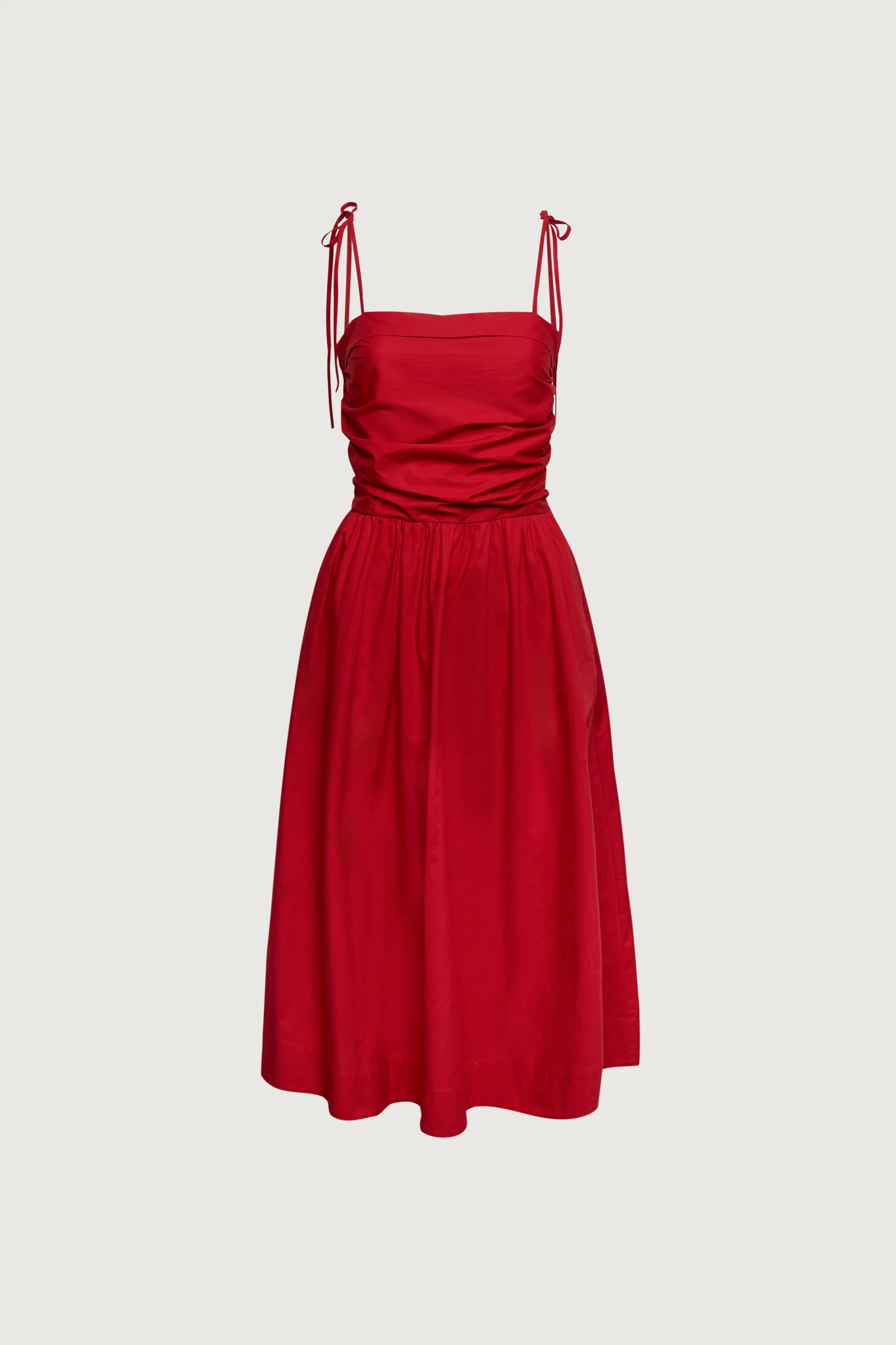 COTTON POPLIN SQUARE NECK MIDI DRESS - Image 4