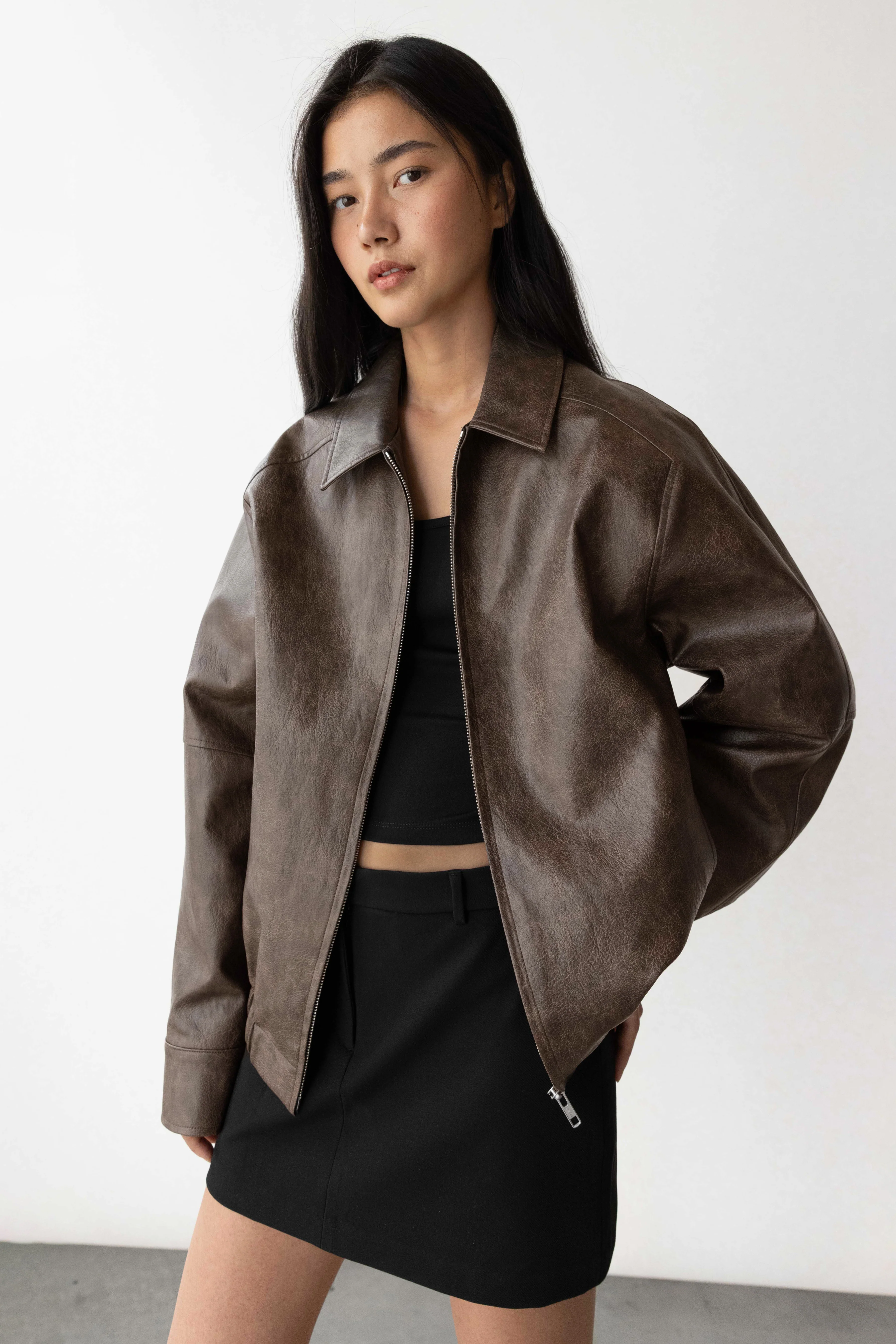 VEGAN LEATHER BOMBER JACKET - Image 10