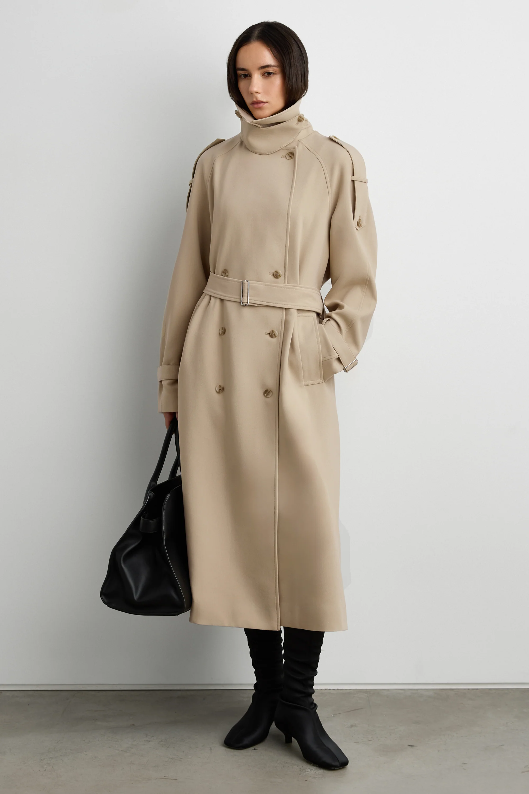 OVERSIZED TRENCH COAT WITH FUNNEL NECK - Image 11