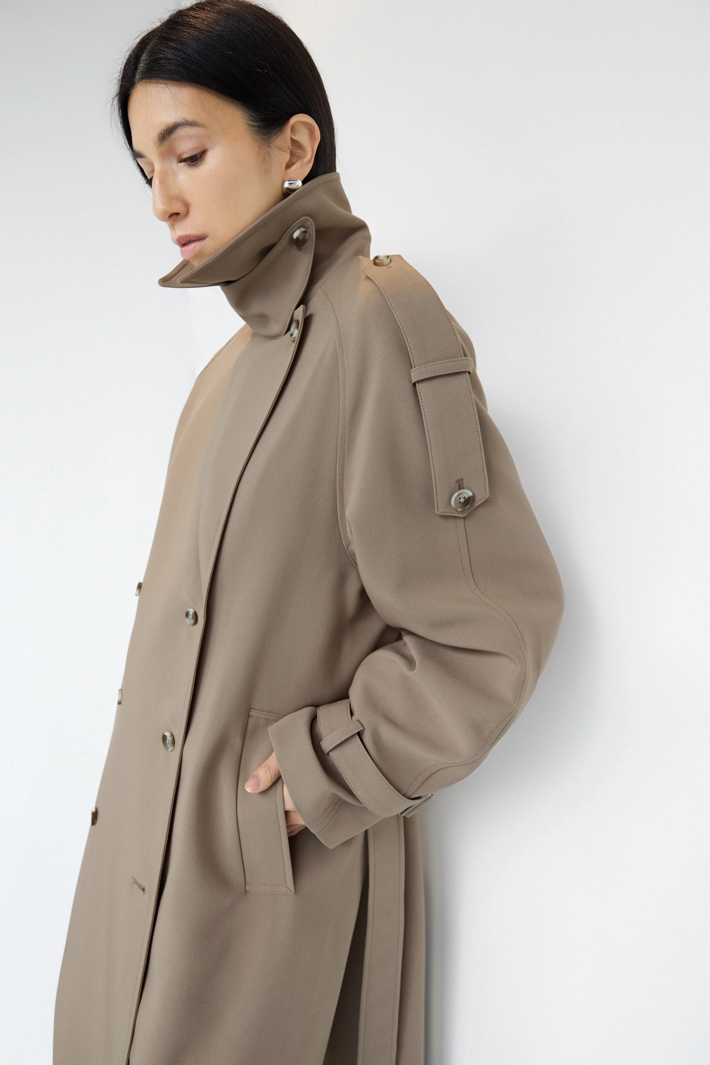 OVERSIZED TRENCH COAT WITH FUNNEL NECK - Image 16