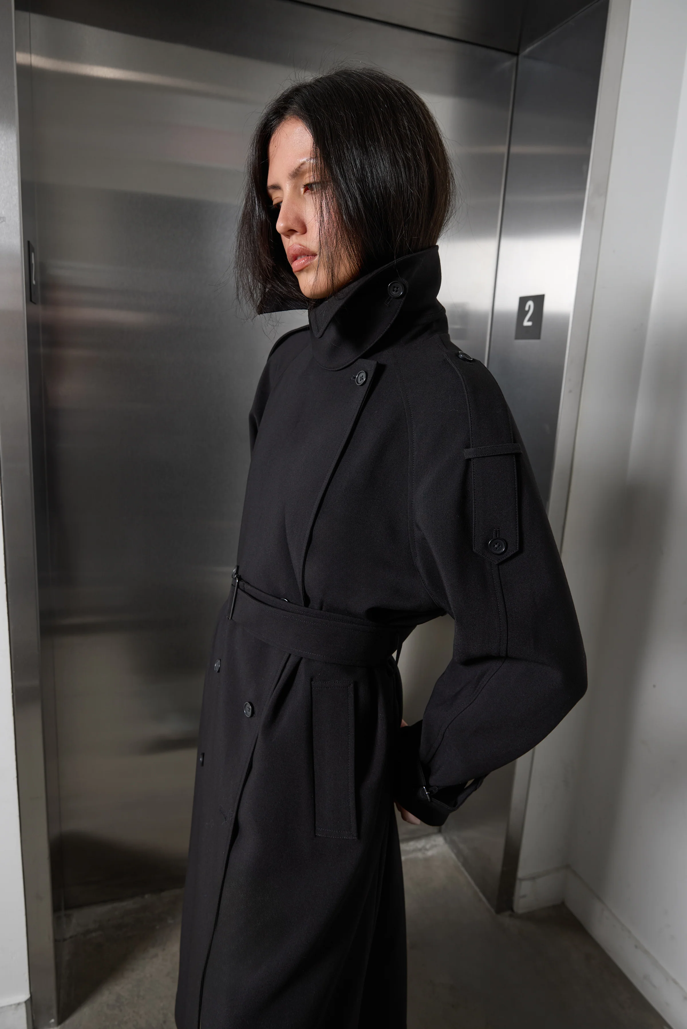 OVERSIZED TRENCH COAT WITH FUNNEL NECK - Image 4