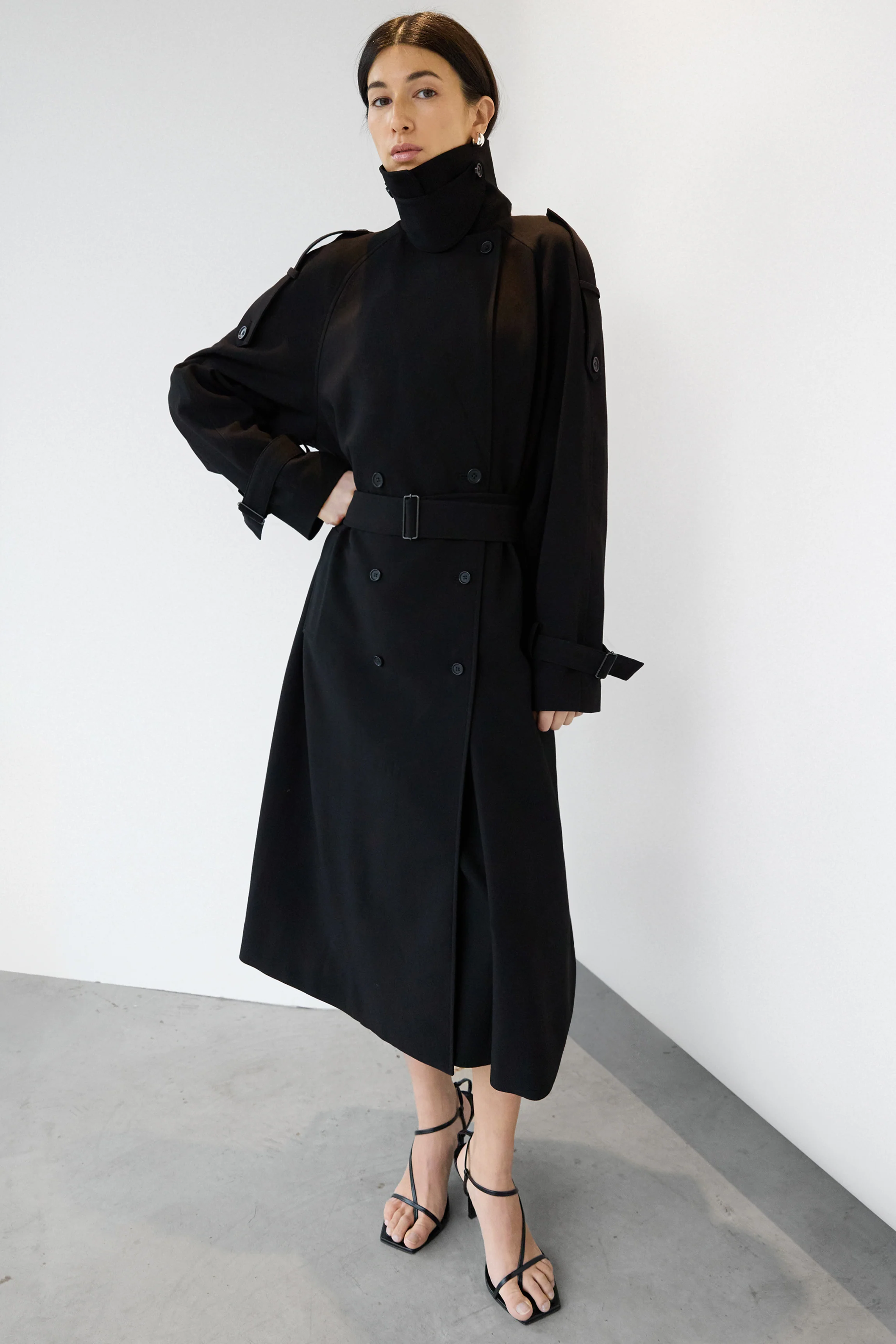 OVERSIZED TRENCH COAT WITH FUNNEL NECK - Image 6