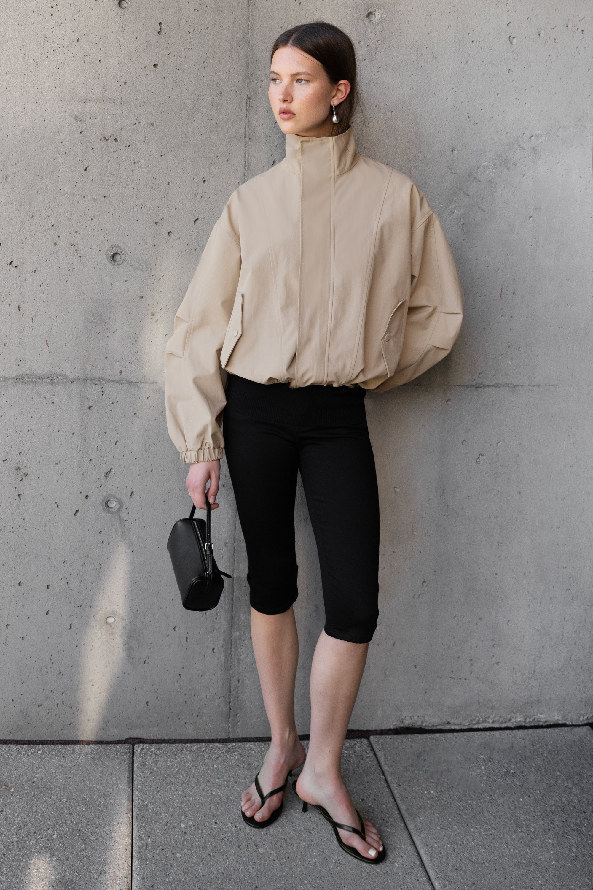 HIGH FUNNEL NECK CROPPED DRAWSTRING JACKET - Image 14