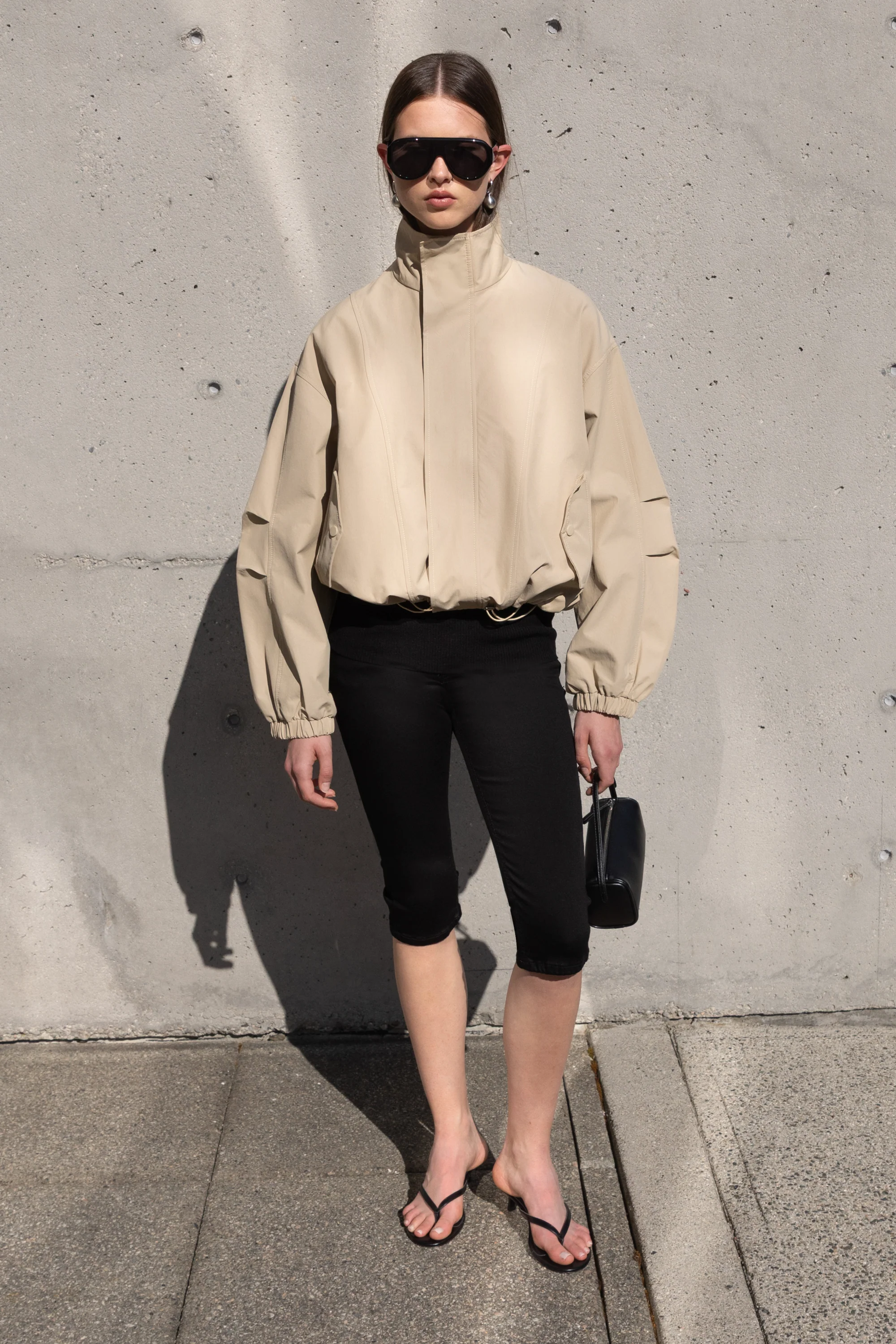 HIGH FUNNEL NECK CROPPED DRAWSTRING JACKET - Image 15