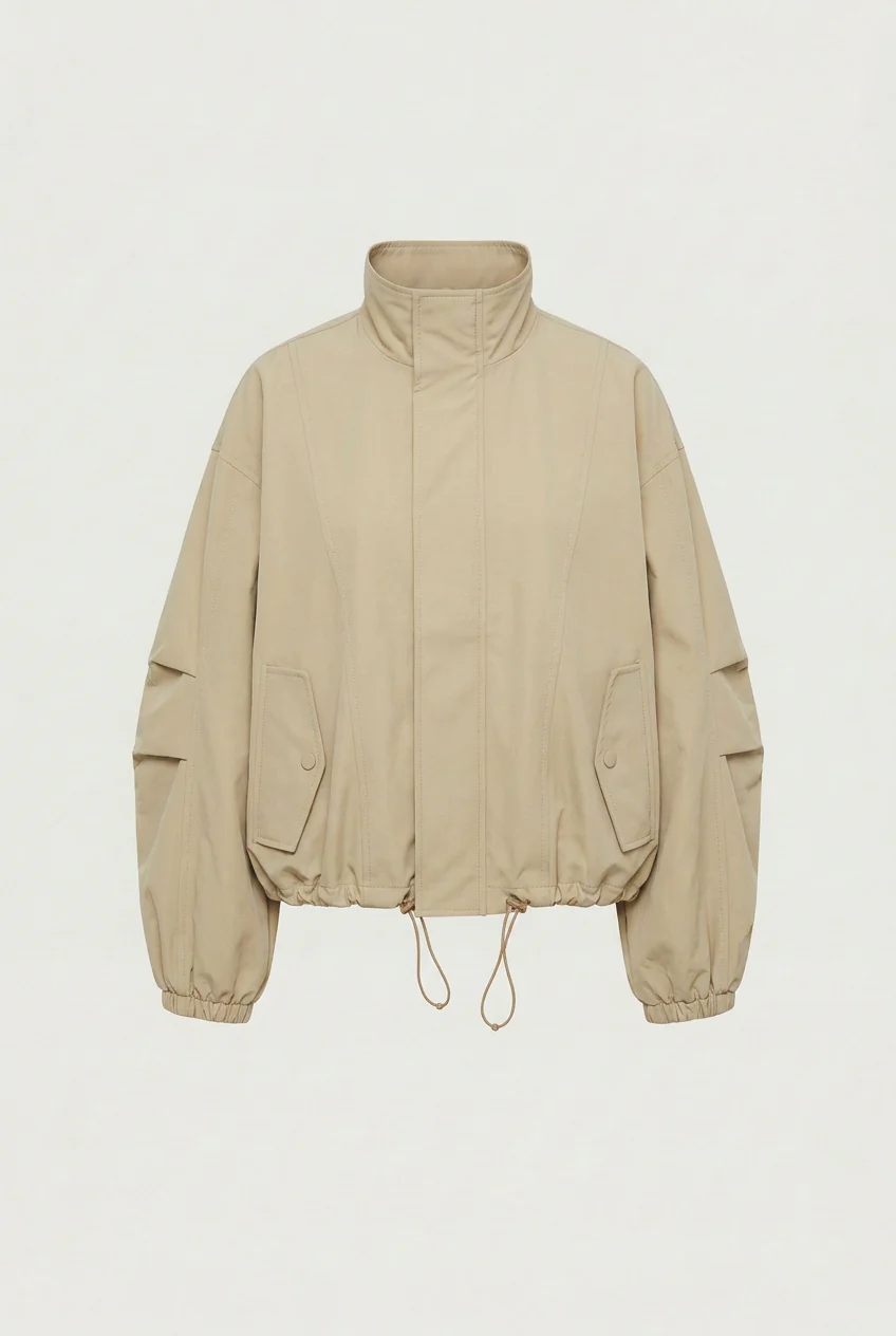 HIGH FUNNEL NECK CROPPED DRAWSTRING JACKET - Image 17