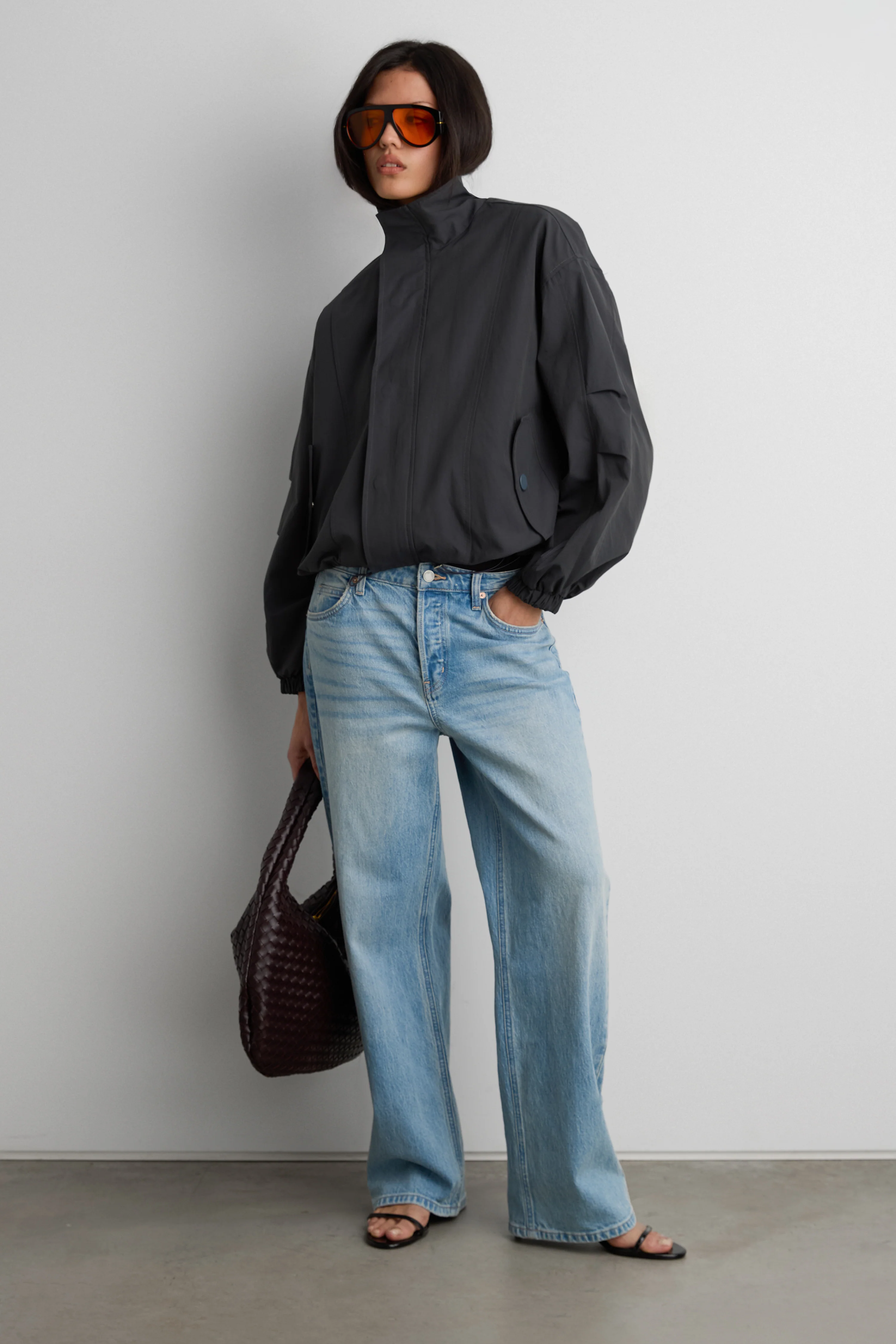 HIGH FUNNEL NECK CROPPED DRAWSTRING JACKET - Image 7