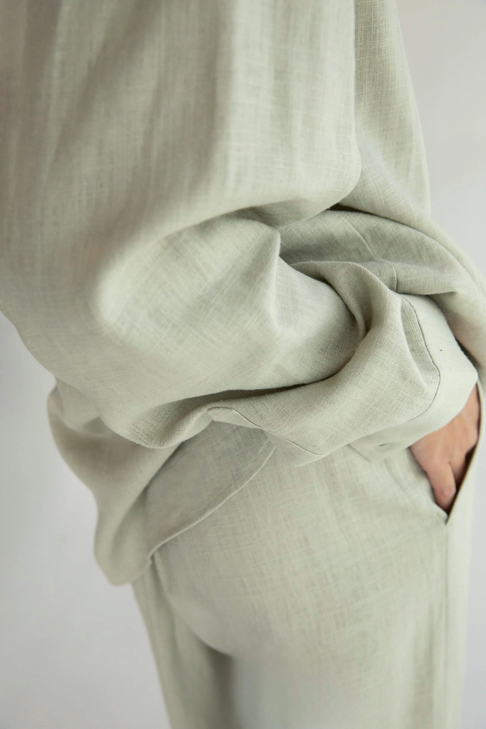 LINEN BLEND WIDE LEG PANT - Image 10