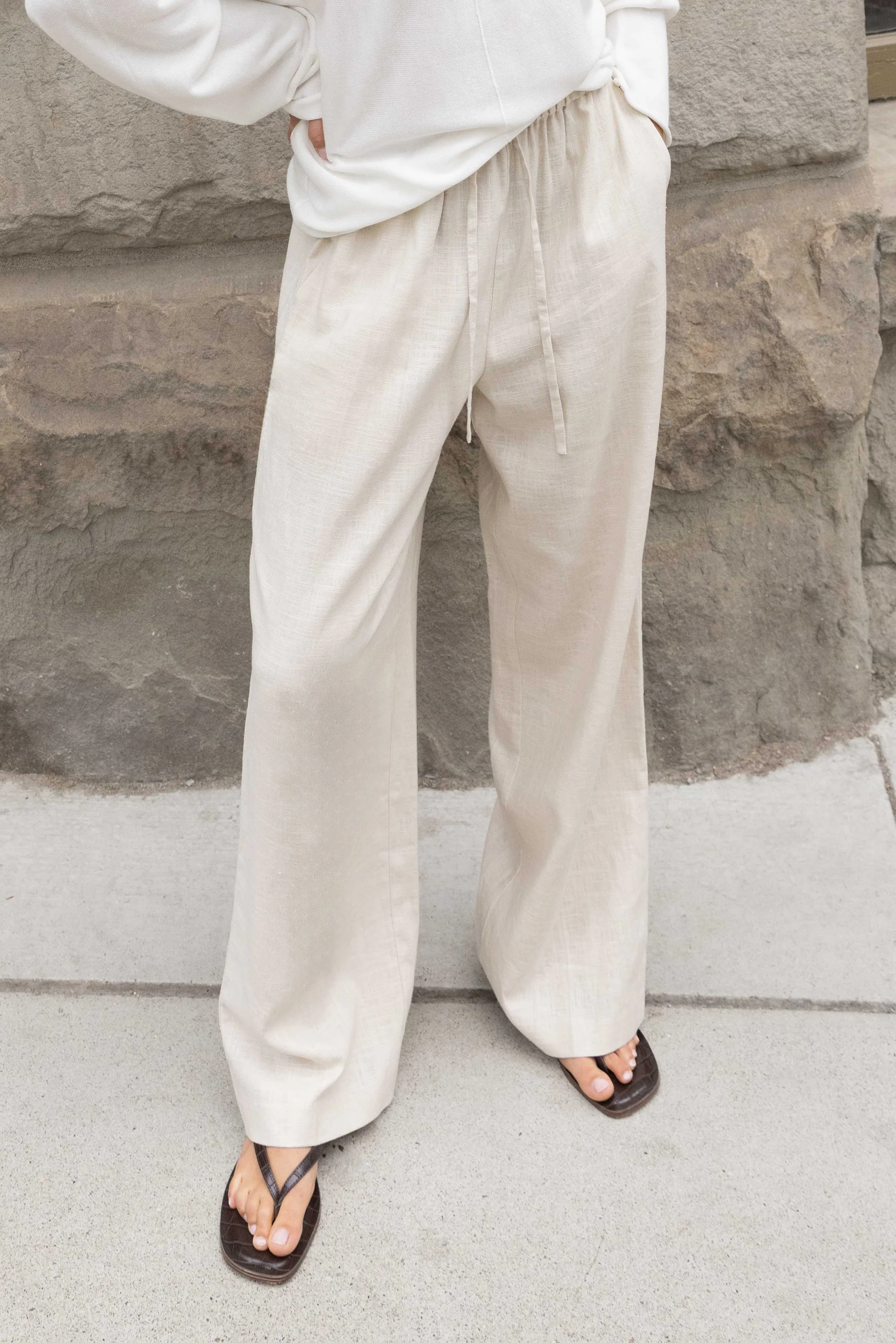 LINEN BLEND WIDE LEG PANT - Image 11