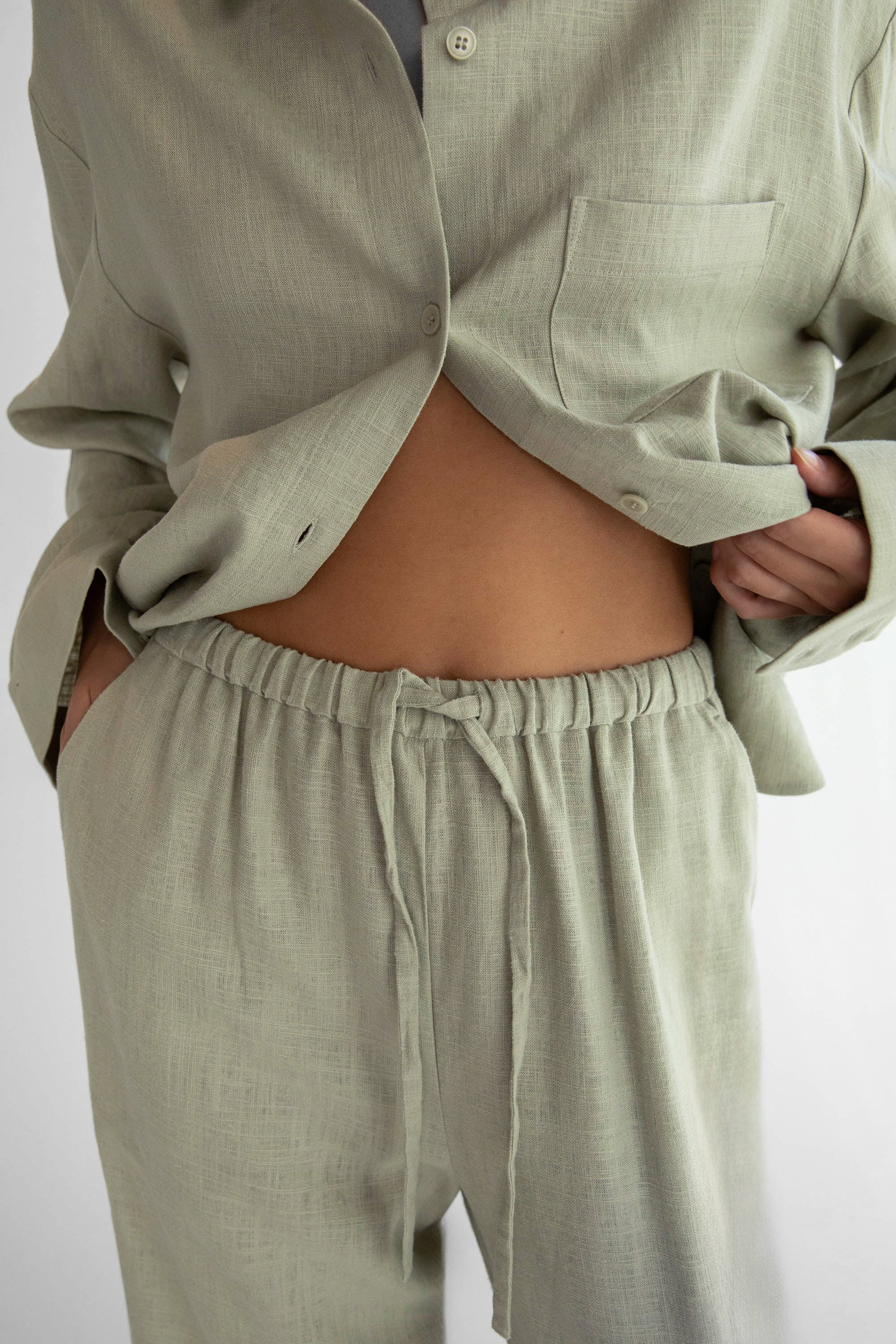 LINEN BLEND WIDE LEG PANT - Image 7