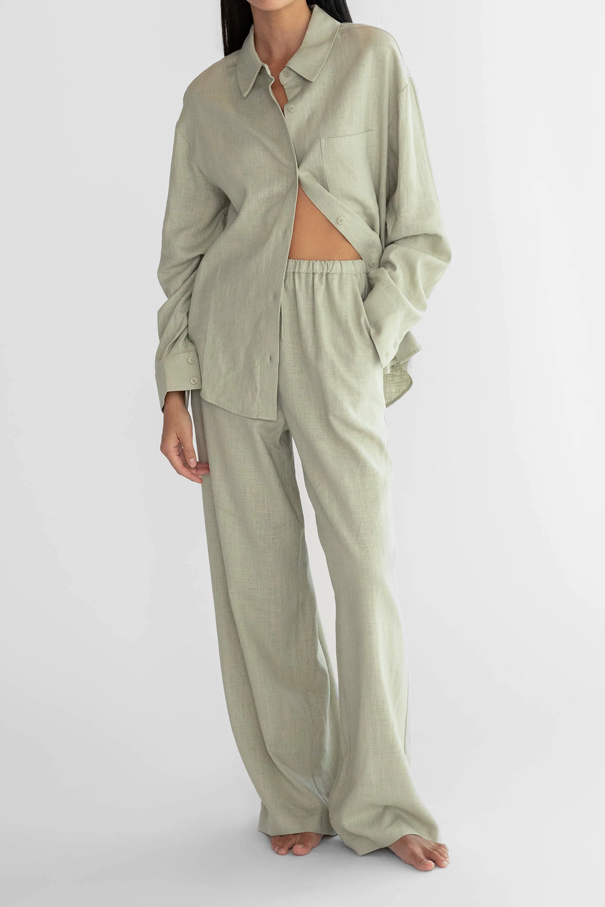 LINEN BLEND WIDE LEG PANT - Image 9