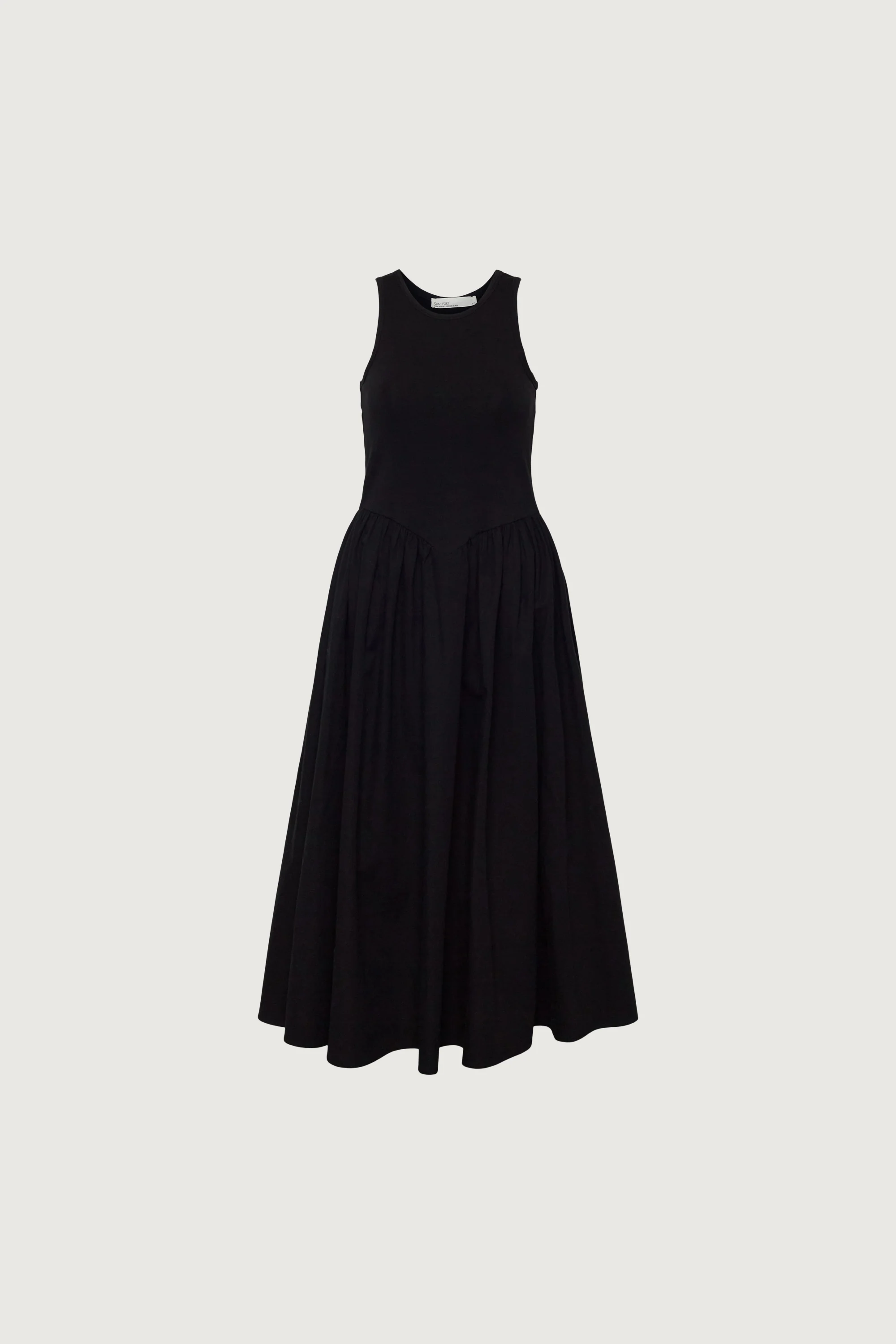 POPLIN RIB-KNIT DROP WAIST MIDI DRESS - Image 11