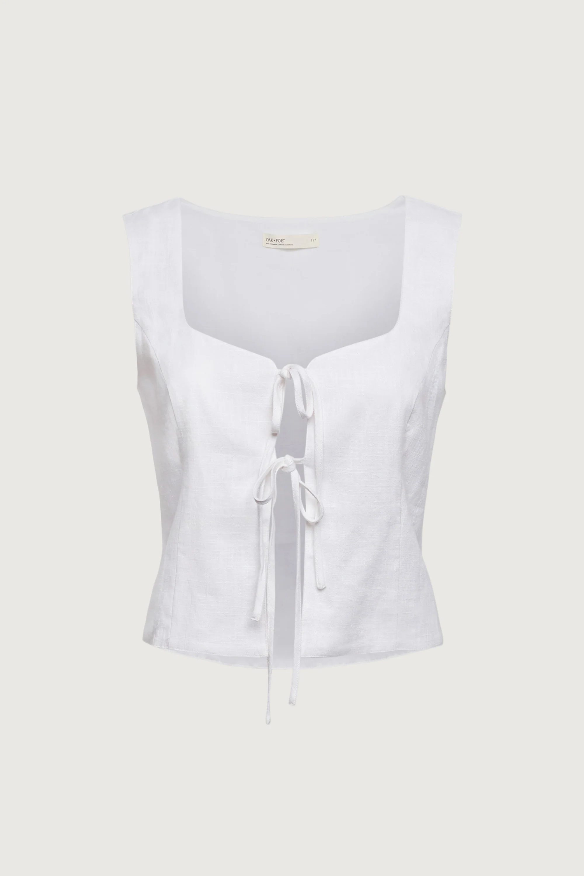 LINEN BLEND TIE FRONT TANK TOP - Image 10