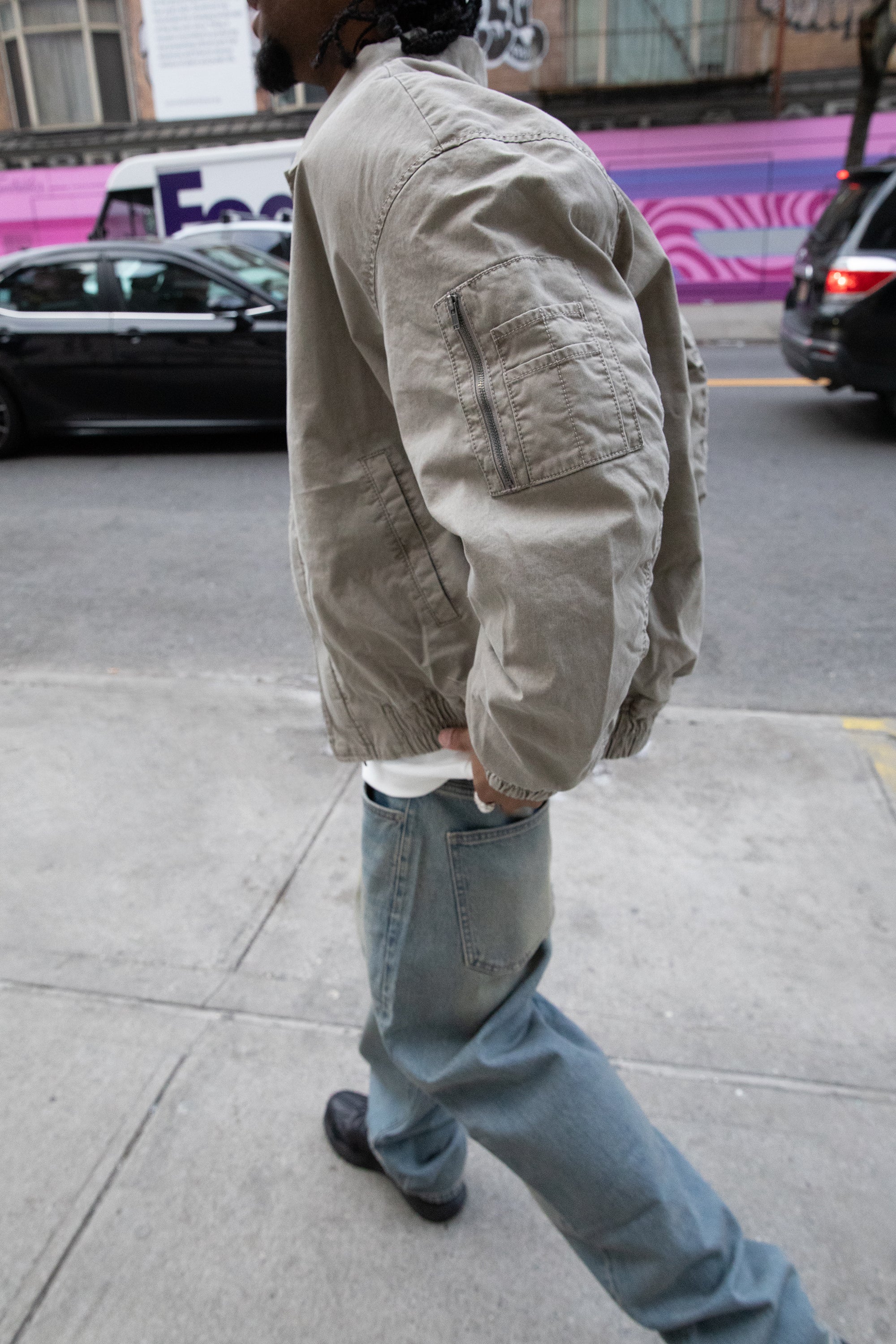 WASHED EFFECT COTTON UTILITY BOMBER JACKET - Image 13